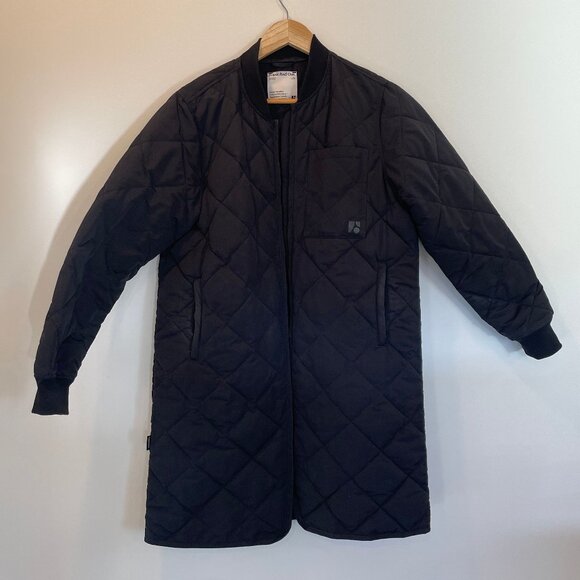 Frank and Oak Quilted Maxi Bomber in Black <size L > - Picture 3 of 7